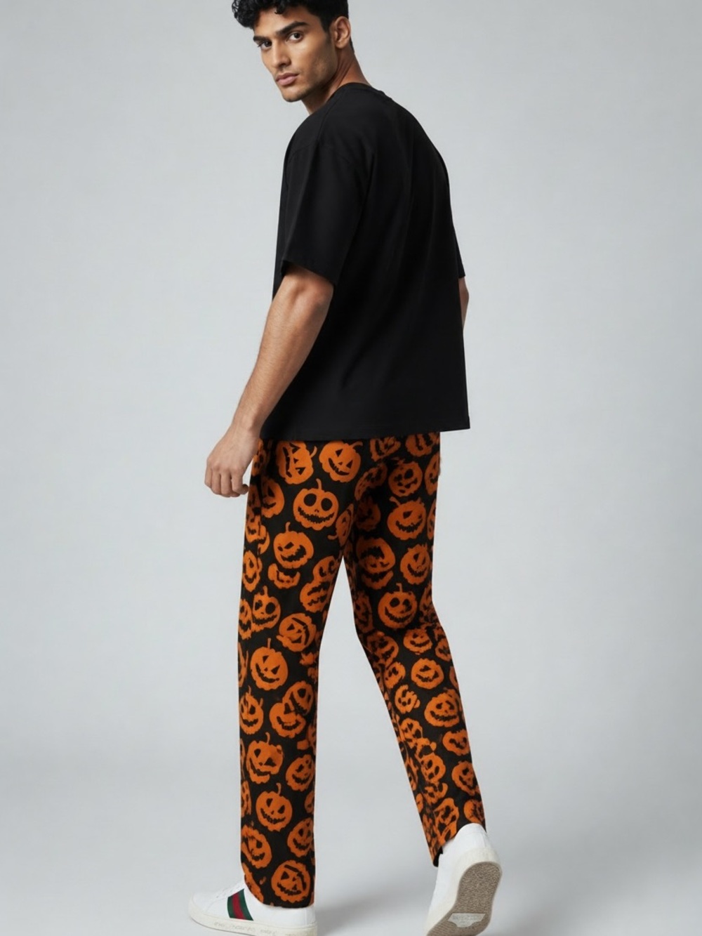 Halloween Cool Spooky Spirit Orange & Black Jack-O'-Lantern Print Pants Size XXL